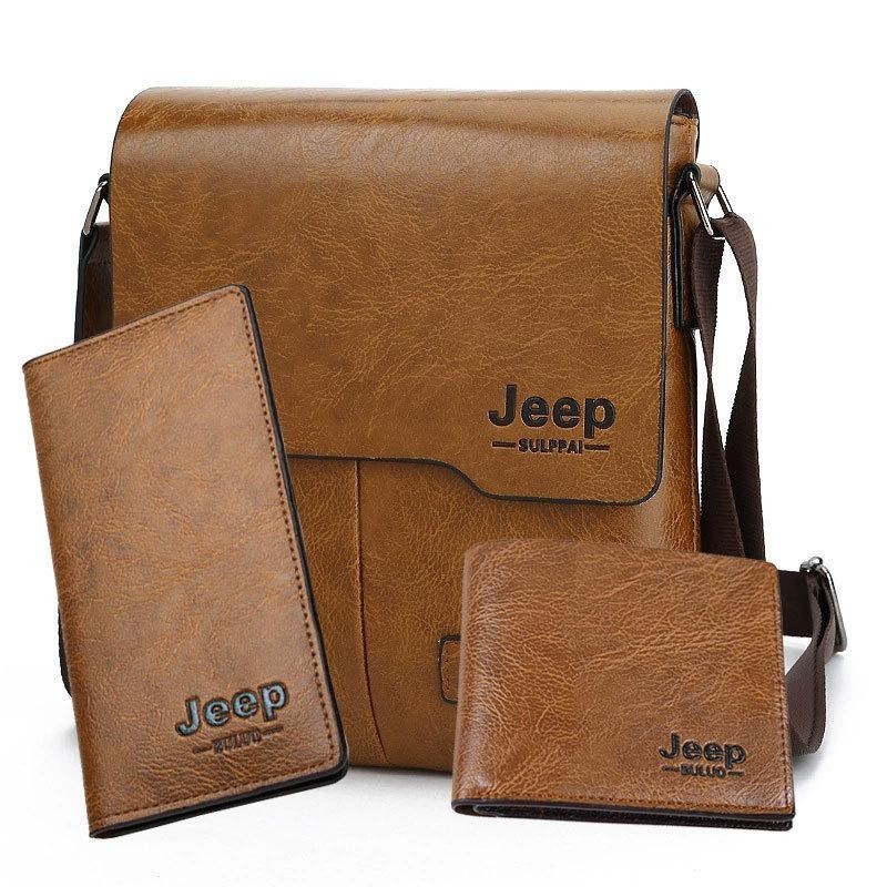 【พร้อมส่ง】JEEP BULUO กระเป๋าสะพายข้างหนังแท้ผู้ชาย 2-3 ชิ้น ทนทาน สำหรับธุรกิจและเดินทาง