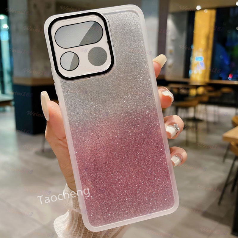 เคสโทรศัพท์สําหรับRealme 16 Pro 16Pro + Pro + 16Pro + 5G 2026 Soft TPU Clear Matte Glitterสีชมพูปลอก