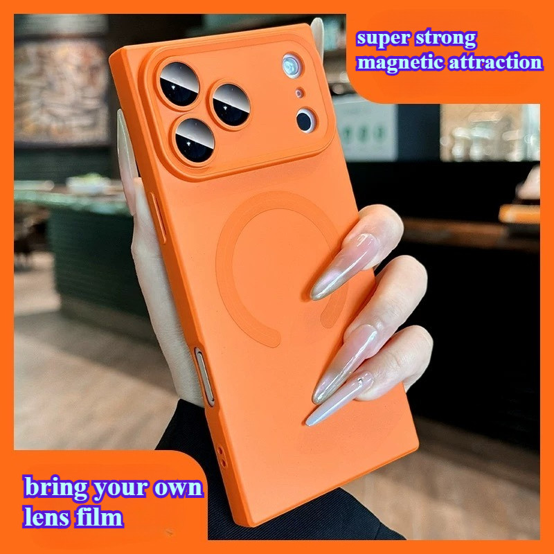 Square Matte Spray Magnetic Soft Shellเคสโทรศัพท์เหมาะสําหรับIPhone 17 16 15 14 13 12 11 Pro Max 16 Plus Electroplatedกันชนซิลิโคนนุ่ม