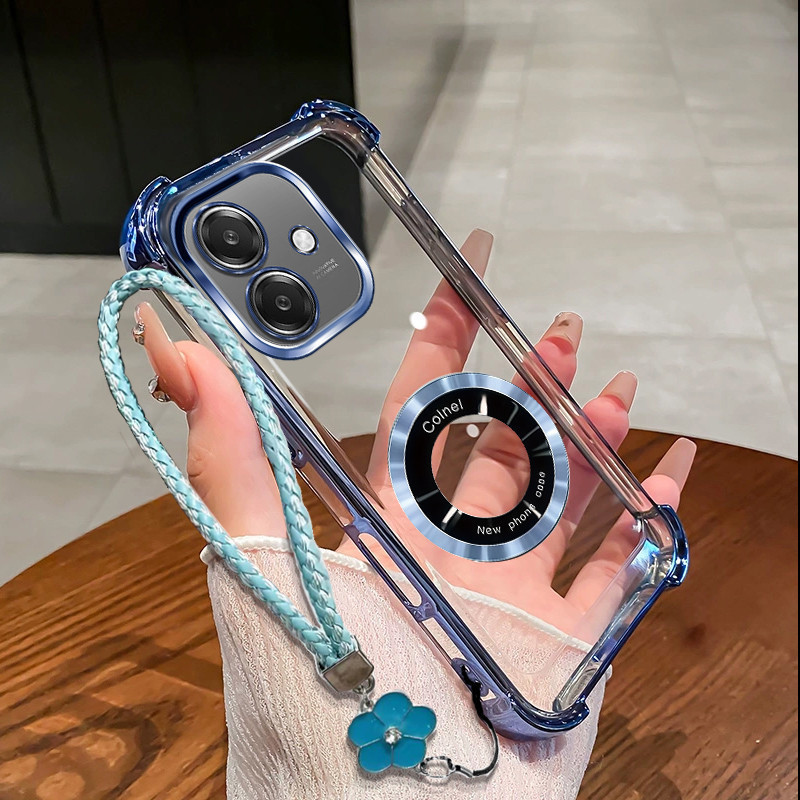 BCXA เคสโทรศัพท์ OPPO A3 A3X 4G 5G เหมาะสําหรับสี่มุมถุงลมนิรภัยเคสโทรศัพท์แม่เหล็กโปร่งใสสไตล์ใหม่ก