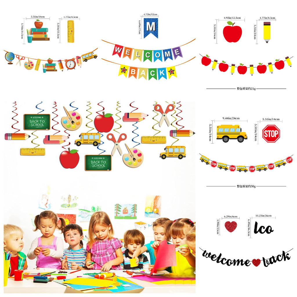 ตกแต่งปาร์ตี้แบบ back-to-School Theme Party Banners, ตกแต่งเพดาน Swirl สําหรับงานปาร์ตี้ของโรงเรียนและตกแต่งห้องเรียน, วันแรกของโรงเรียน
