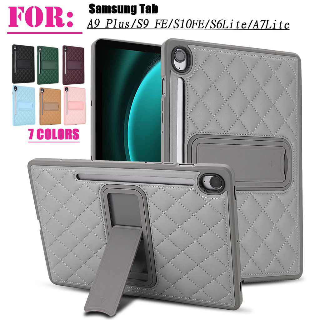 SAMSUNG สําหรับSamsung Tab A11 Plus S9 FE S10FE S10Lite A8 10.5 A9Plus A7Lite S6 Lite 10.4 Soft PU Kickstandกรณีแท็บเล็ตสําหรับTab A11 + A9 + กันกระแทกปกหลัง