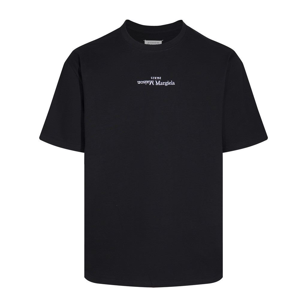 T4L2 MM6 Inverted Letter Print Embroidery Couple's Matching Fashionable Casual Short Sleeve T T-shir