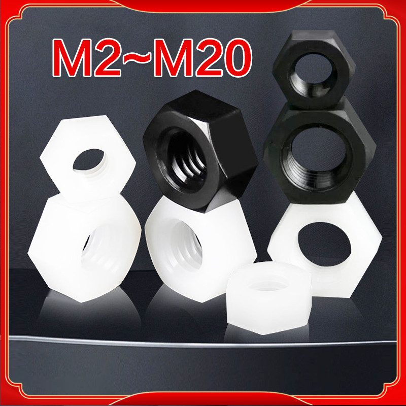 Nylon Hex Nut Nut Black/White/Transparent Nylon Hex Nut M2/M2.5-M20 [LDLL]