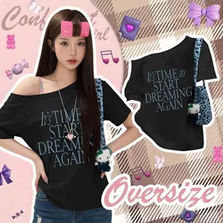 T42.SHOP🌸 เสื้อยืด เปิดไหล่ แฟชั่น สาวฮอต เสื้อเกาหลี ดีไซน์พิเศษ โคตรนุ่ม ไม่ต้องรีด "TIME START"