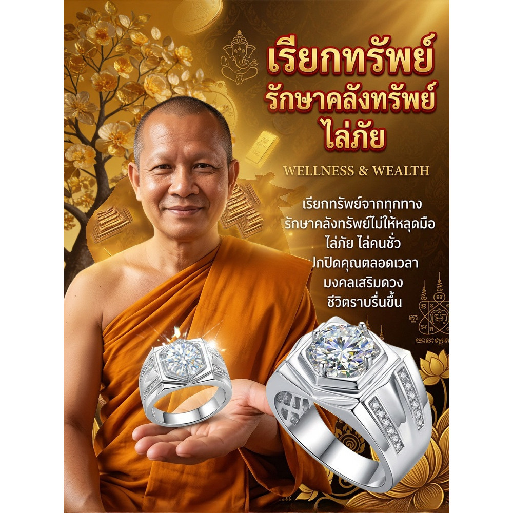 🔥สินค้าขายดี🔥【เสริมโชคลาภ】แหวนมอยซาไนต์มงคลเรียกทรัพย์เ/แหวนเพทายคริสตัลสี่เหลี่ยมสไตล์/แหวนเพทายนําโชคลาภ/หวนหรูหราหกเหลี่ยมผู้ชาย/ดับขนาดปรับ