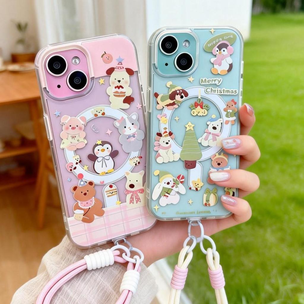 💟Bov-ลายคู่รักน่ารัก ชาร์จไร้สาย พร้อมเชือกคล้อง เคส iPhone 17PROMAX เคสไอโฟน 13PRO 16PRO 15 14PLUS 12 11-CHXYCK41