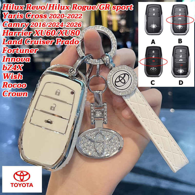 TOYOTA Fortuner Hilux Revo Innova GR sport Harrier bZ4X Camry พวงกุญแจรีโมทคอนโทรล Land Cruiser Prado Hilux Rogue Yaris Cross Wish Rcoo Crown keyless ควบคุมฝาครอบกุญแจ ราคา ถูกที่สุด ดีลบีเคเค