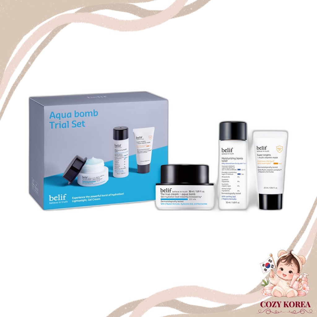 [belif] The True Cream Aqua Bomb Trial Set, 30ml, 1pc / Korean Gel-Cream / สูตรบางเบา โดย CozyKOREA