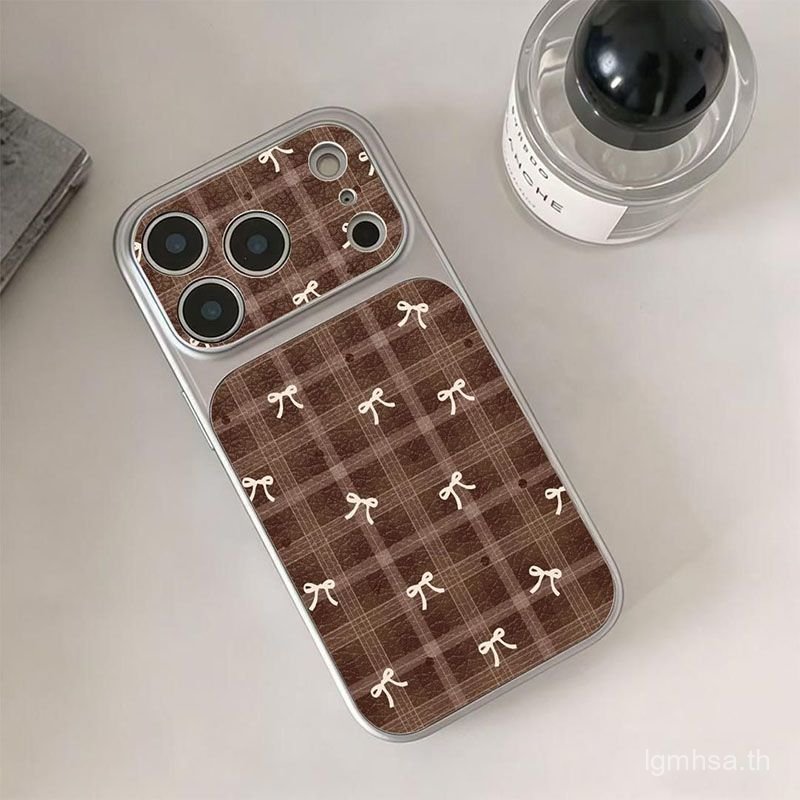 High-End เคสโทรศัพท์ไฟฟ้าหนังลายสก๊อตโบว์เหมาะสําหรับiPhone 16promax 15promax 16 15 14 plus 14promax