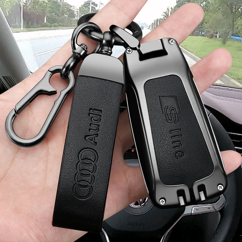 เหมาะสําหรับ Audi A4L ฝาครอบกุญแจ Q5LA6L เปลือก 2021 สไตล์ใหม่ A3 Q3 Q2L ดัดแปลงกระเป๋ากุญแจโซ่โรงงา