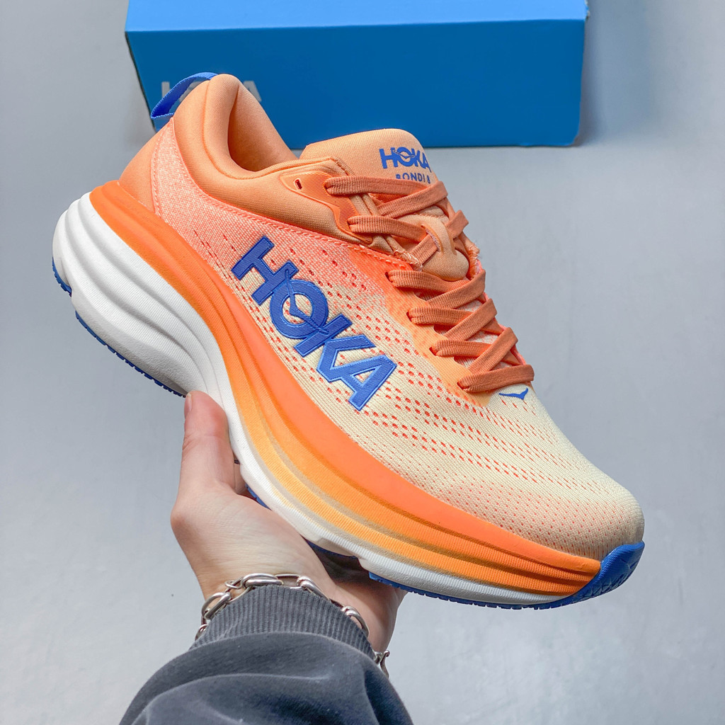 HOKA ONE ONE Bondi 8 รองเท้าวิ่งสำหรับผู้ชายและผู้หญิง กันลื่น ทนทาน พร้อมเทคโนโลยีใหม่ B4SJ