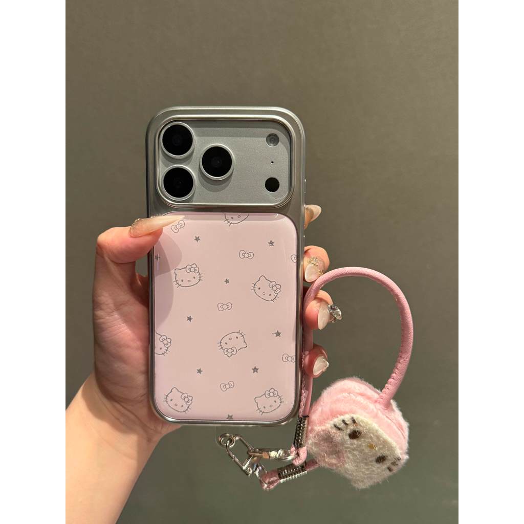 Huiwanju สร้อยข้อมือดาวสีชมพูเหมาะสําหรับเคสโทรศัพท์มือถือ iPhone17promax iP16pro หน้าต่างขนาดใหญ่ 16/15 น่ารัก 14promax/13promax รูปแบบหนัง 17 เคสป้องกันแบบรวมทุกอย่าง