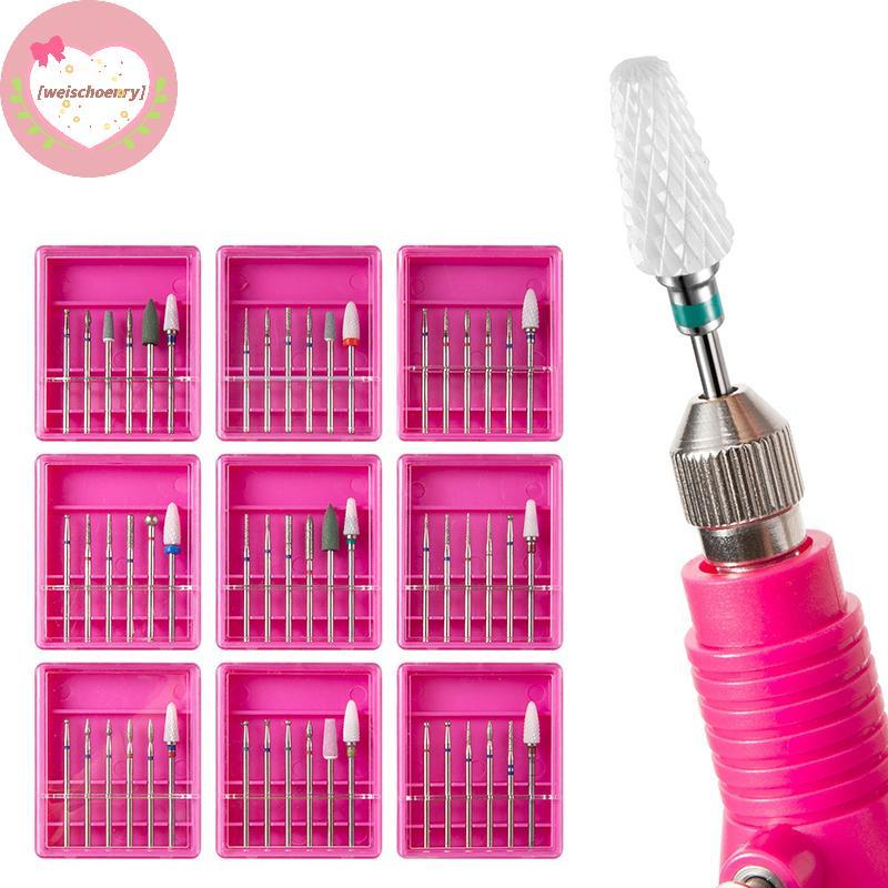 Www 6ชิ้น/กล่องควอตซ์เพชรทรายเล็บไฟล์เจาะหนังกําพร้าขัดบิตเล็บบดหัวชุดเล็บไฟฟ้าเล็บเครื่องมือ ไทย