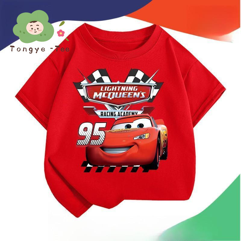 [COD]XK2  เสื้อยืดเด็ก  แฟลช McQueen-2 อะนิเมะแขนสั้นรถแข่งสตอรี่  สะดวกสบายและระบายอากาศได้+New เสื้อเด็ก เสื้อยืด เสื้