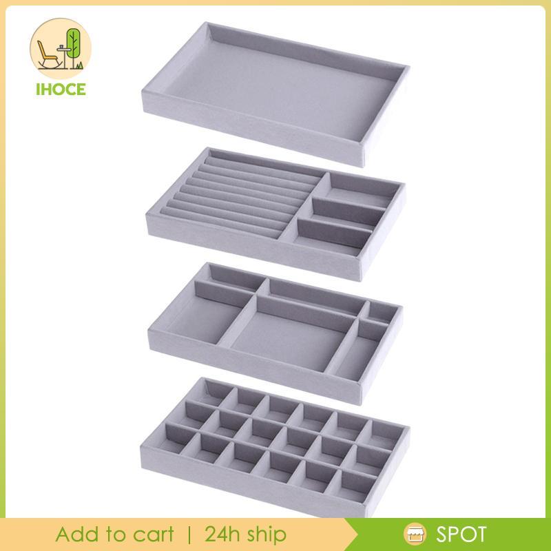 [Ihoce] กํามะหยี่เครื่องประดับ Organizer กล่องถาดสร้อยคอต่างหูสร้อยข้อมือ L21 ซม.W12.5 ซม.H2.5 ซม.