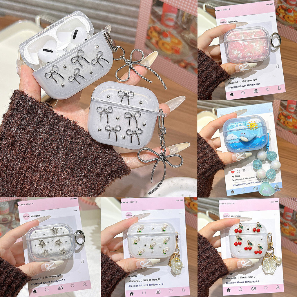 INS เคส คันธนูเรียบง่าย For Airpods 1 2 3 4 Pro2 ซิลิโคนอ่อนนุ่มเคสป้องกันหูฟัง ด้วยเสน่ห์ เคสหูฟังกันกระแทก