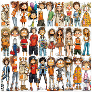 ❤ 30 ชิ้น/Se การ์ตูน Doodle เด็กชายและเด็กหญิงที่คั่นหนังสือ…