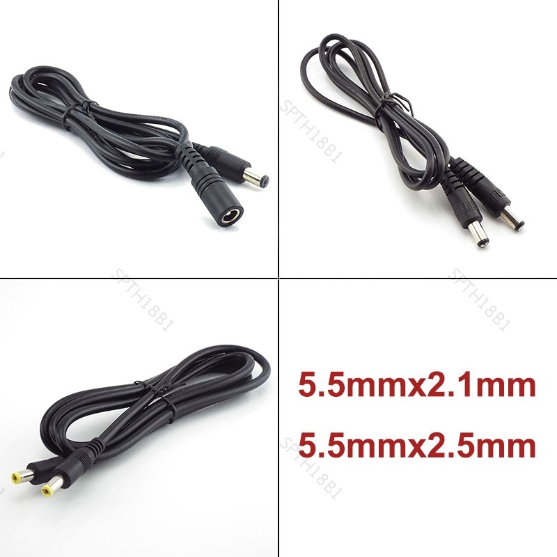 12V DC Power Extension Cable 5.5 มม.2.1 มม.ปลั๊กหญิงชาย 5.5x2.5 ชายกับชายอะแดปเตอร์สําหรับกล้องวงจรปิดกล้อง Strip Light TH18B1