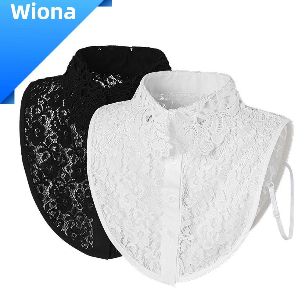Wiona ปลอกคอลายลูกไม้ สามารถถอดได้ สีขาวและสีดำ เพื่อสวมใส่บนเสื้อผู้หญิง