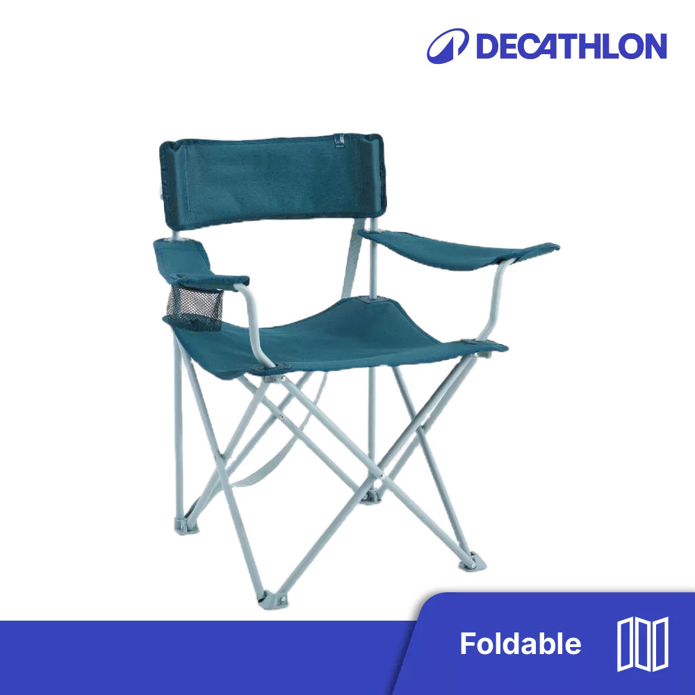 Decathlon แคมป์/ เก้าอี้พับกลางแจ้ง (ดีไซน์กะทัดรัดรับน้ำหนักสูงสุด: 110กก.)-Quechua