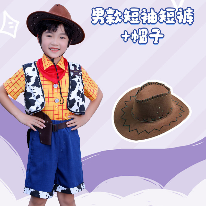 [คลังสินค้าพร้อม] Toy Story Boys Dress Up Halloween Woody Show Children คอสเพลย์คาวบอย Busy Performa