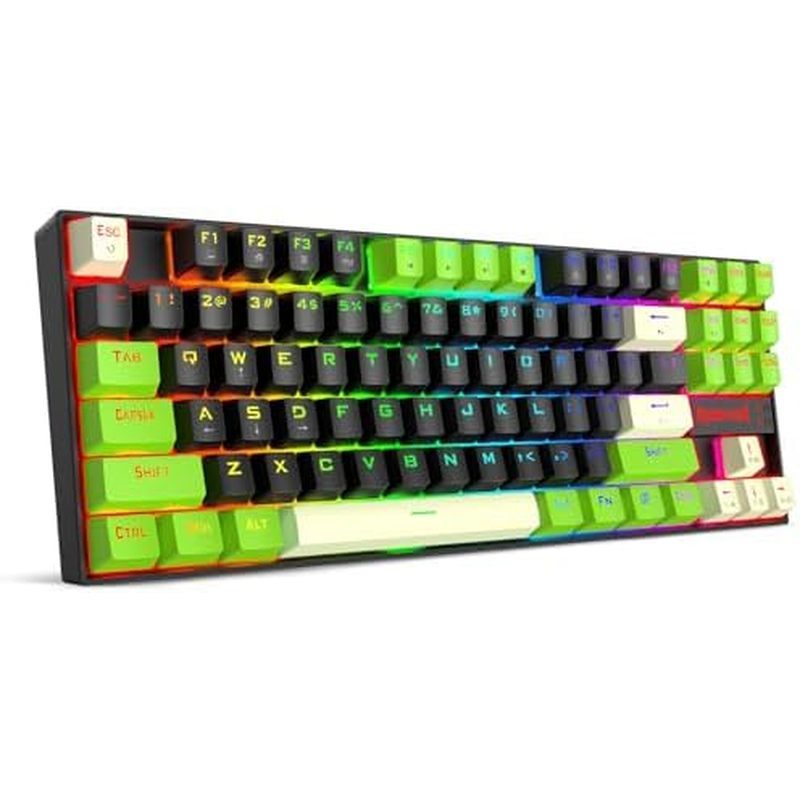 Redragon K552 คีย์บอร์ดเกมกล,ขนาดกะทัดรัด 87 คีย์,คีย์บอร์ดเกม LED พร้อมสวิตช์สีแดง,ป้องกันการผี,กรอ