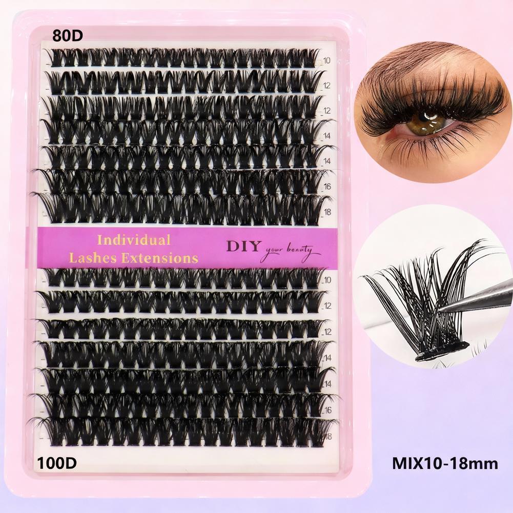 Segmented Single-cluster ความหนาธรรมชาติขนตาปลอมขนตา D-curl Extensions U4t0