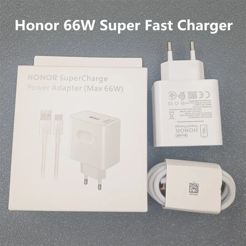 Original HONOR 66W EU US Charger Super Charge Fast Wall Adapter 6A สาย USB สําหรับ Honor X9C 90 80 P