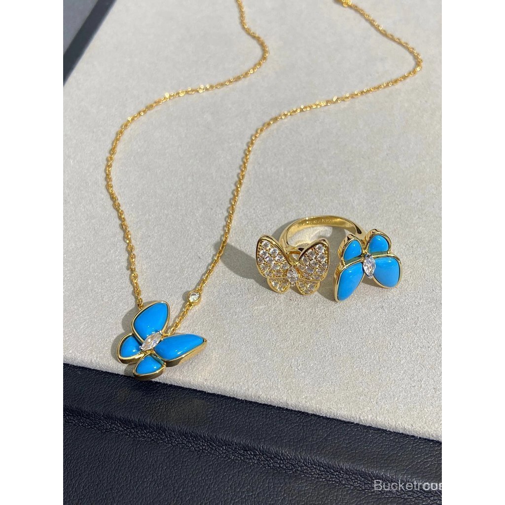 Van Cleef Van Cleef & Arpels[VC@Van Cleef & Arpels Turquoise สร้อยคอผีเสื้อ/แหวน/กระดุมหู]