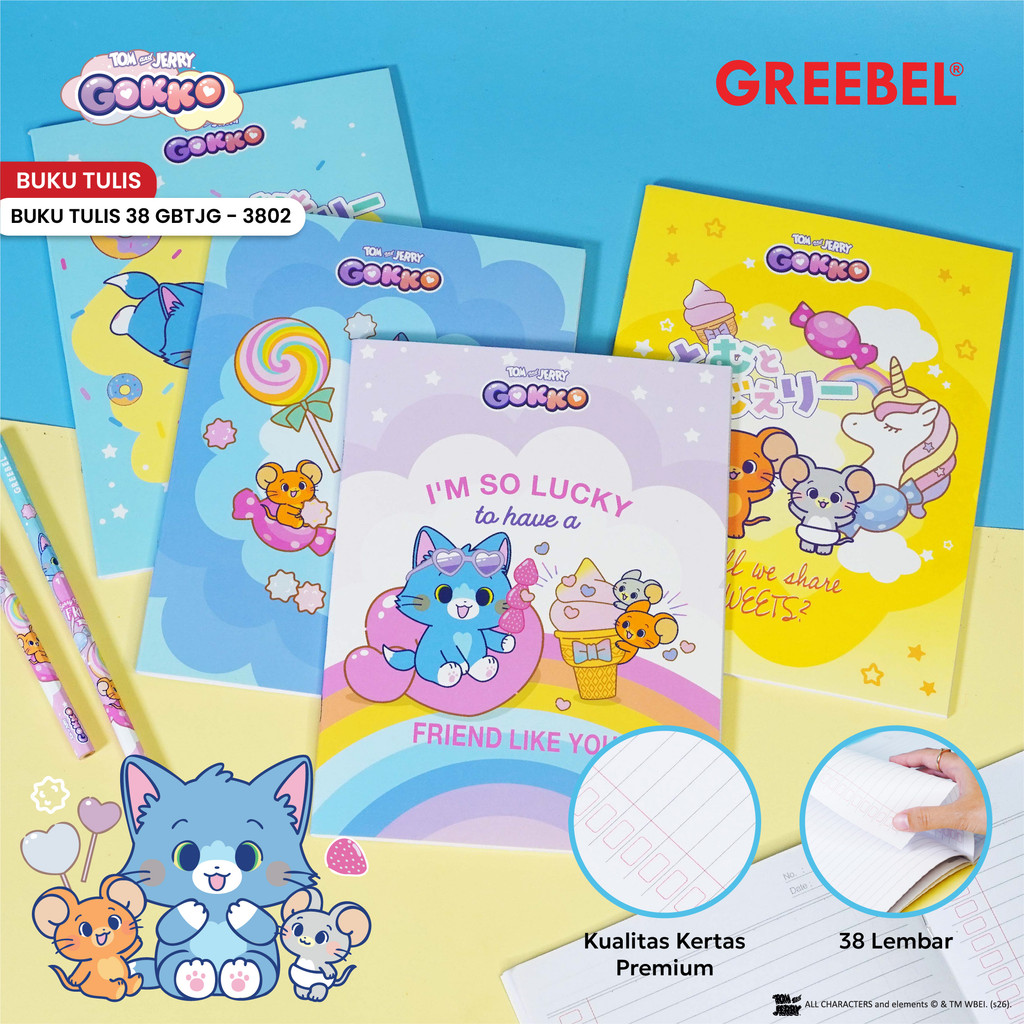 (1 เล่ม) Greebel x Tom & Jerry Gokko School Notebook A5 38 แผ่น (1PCS) School Book GBTJG 3802 I Gree