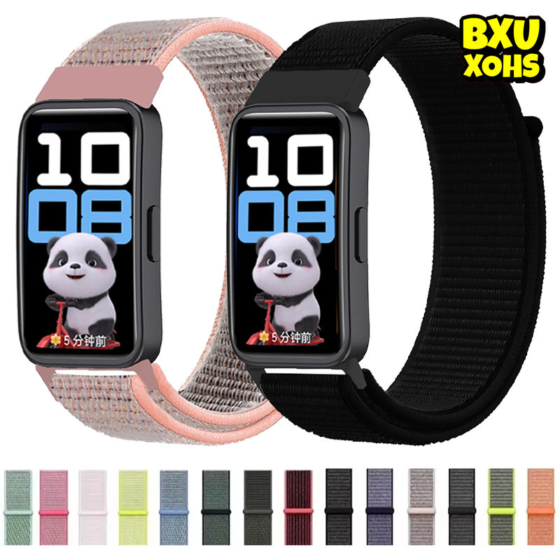 สายไนลอนหลอง for Huawei Band 10 9 8 7 กีฬาเปลี่ยนไนลอนหลองวงเข็มขัดข้อมืออุปกรณ์เสริม for Huawei Band 8 9 10 NFC