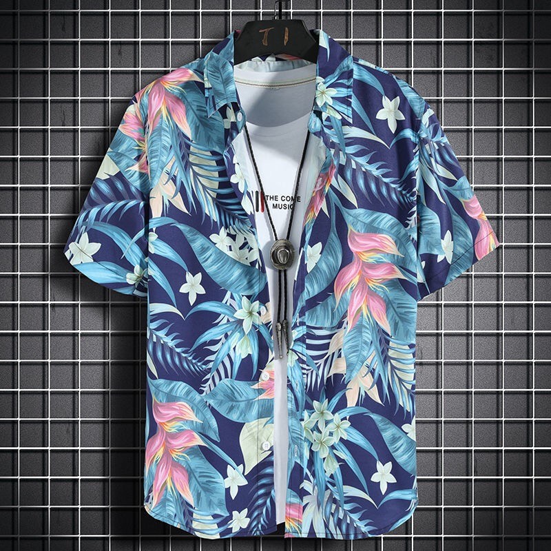เสื้อฮาวายผู้ชาย แขนสั้น ผ้าแห้งเร็ว ลายดอกไม้ thumbnail 9
