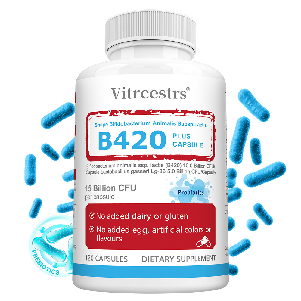 Vitrcestrs B420 Probiotic Capsules ประกอบด้วย CFU โปรไบโอติกต่อแคปซูล รองรับการจัดการน้ําหนักเพื่อสุ