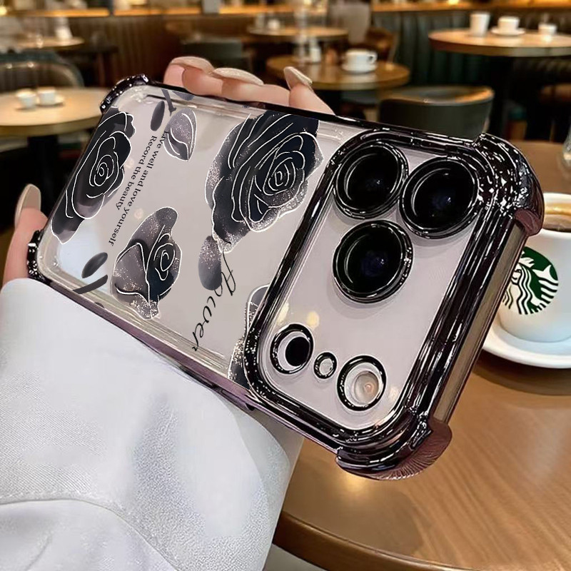 ดอกไม้สีดําเคสโทรศัพท์สําหรับ Xiaomi Poco F8 M7 F7 X7 X6 F6 F5 Pro Ultra C85 C71 C75 C65 C40 นุ่ม An