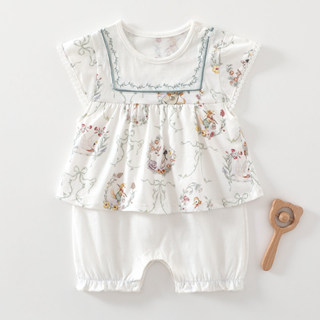 ชุดจั๊มสูทเด็กฤดูร้อนผ้าฝ้ายแท้ผู้ชายผู้หญิงเด็กแขนสั้นเสื้อ…