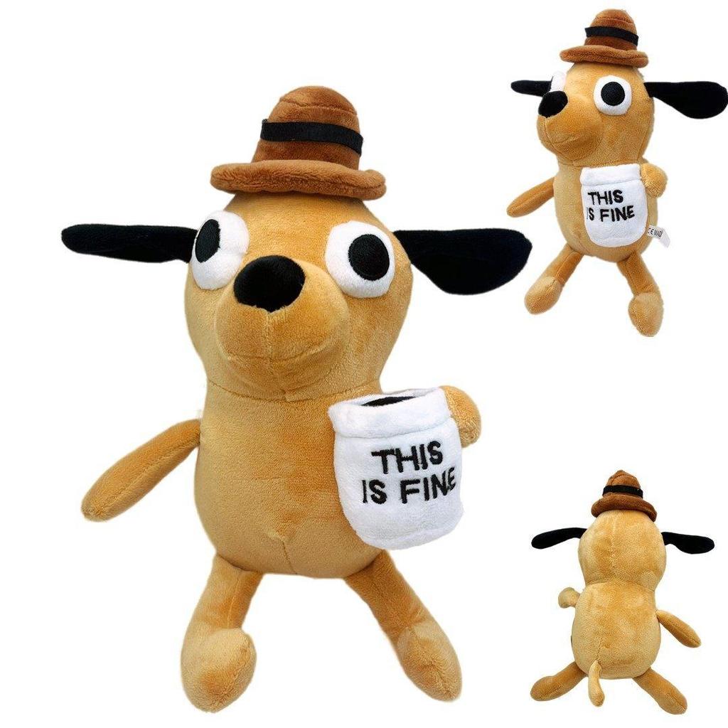 สินค้าใหม่ สต็อกพร้อม This is Fine Dog Coffee Dog Plush Toy Doll KC Green Comics On Fire20260107