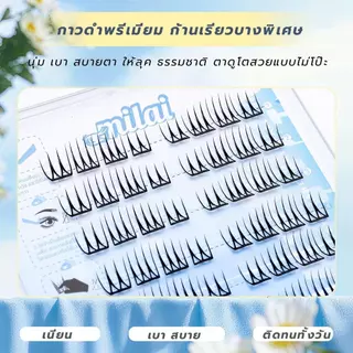 【G54 นางเอก】 MILAIขนตาปลอมกาวในตัว เรียงเส้น จับช่อสวย ตาโต หวานละมุน ธรรมชาติ