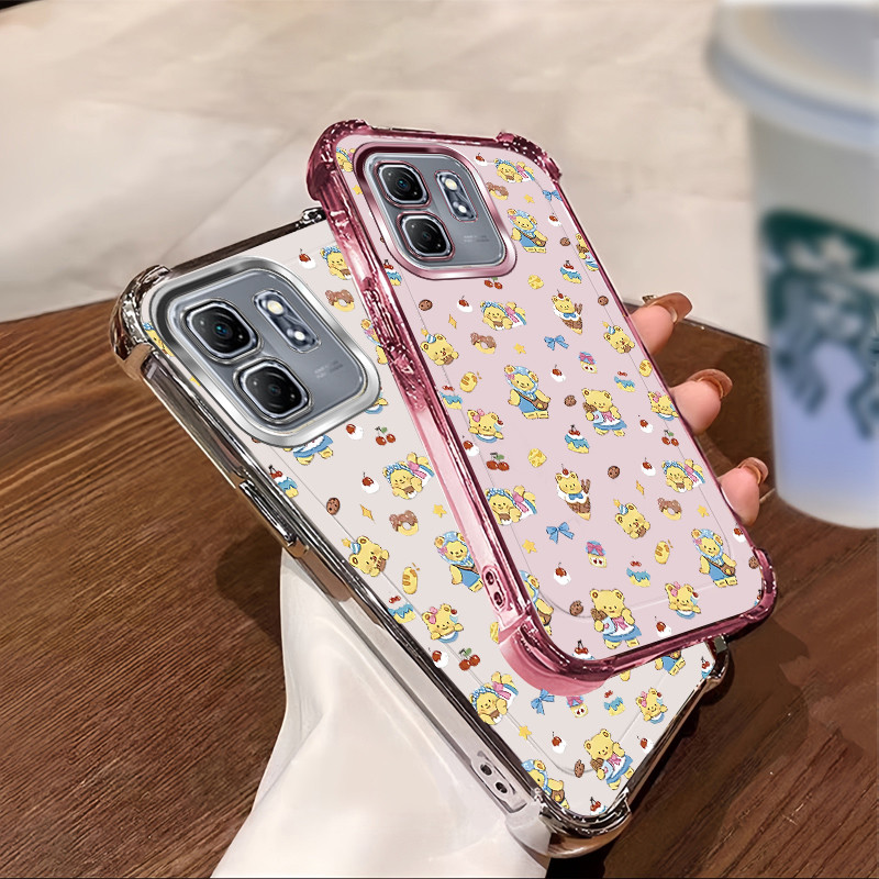 เหมาะสําหรับ infinix zero 30 4G ร้อน 11s NFC Electroplated เคสโทรศัพท์กันกระแทกพร้อมหมีสําหรับ TPU ป