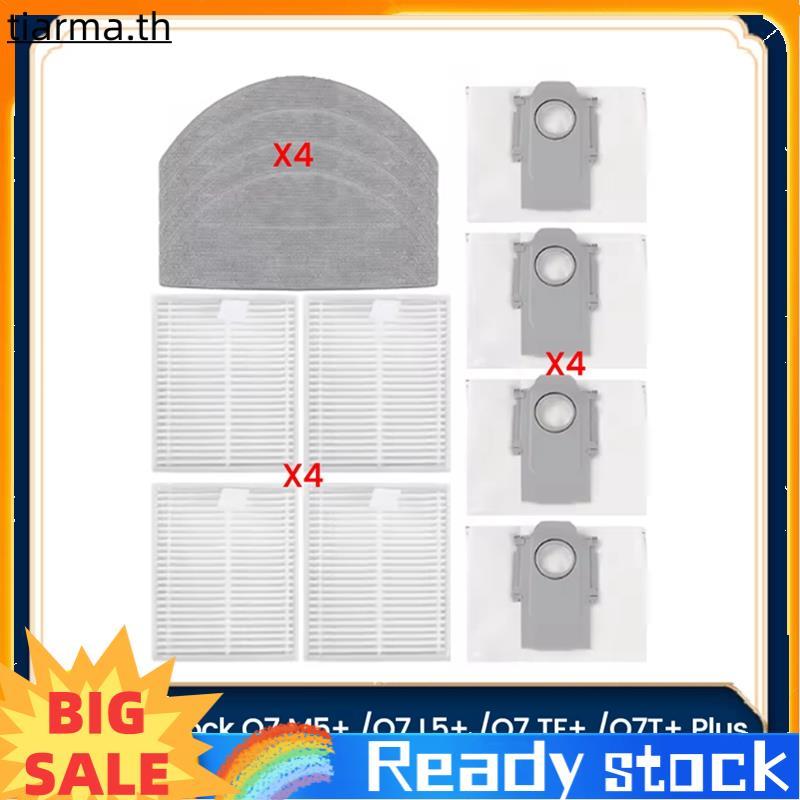 TIARMA 12PCS สําหรับ M5/ M5 +/ L5/ L5+/ TF/ TF+/Q7B/Q7T Plus อะไหล่สูญญากาศ Hepa Filter Mop ผ้าถุงเก