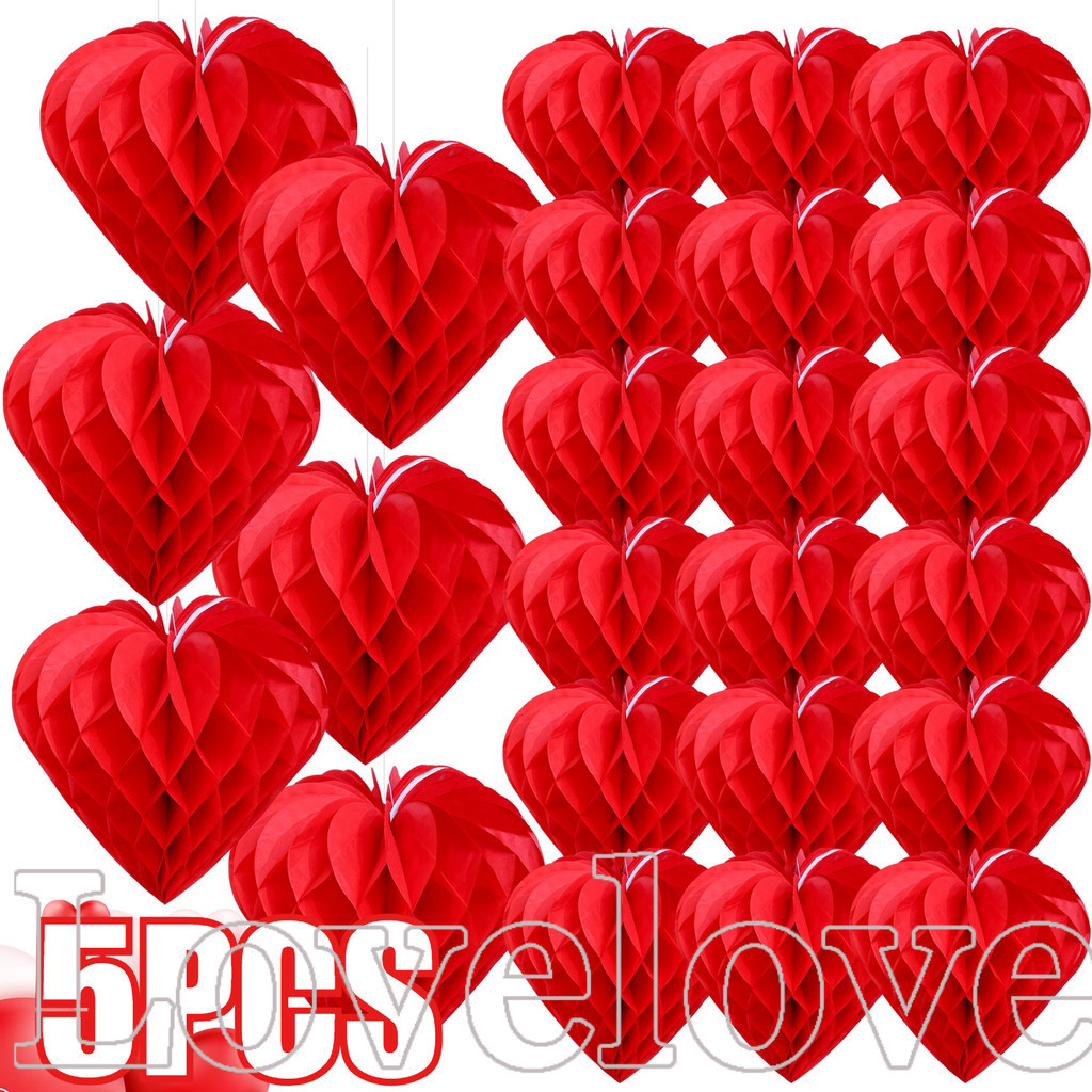 [Lovelove]Love Honeycomb Ball Hanging Pendant - 3D Valentines Day Party Jewelry - DIY Wedding Scene 