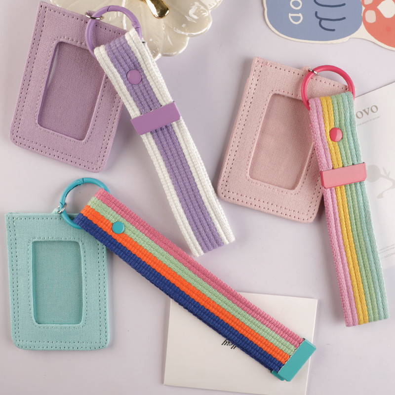 ใหม่เกาหลี INS Card Holder Wind Macaron สี ID Card Holder Card Case ID กระเป๋าผ้าใบนักเรียน ID Work 