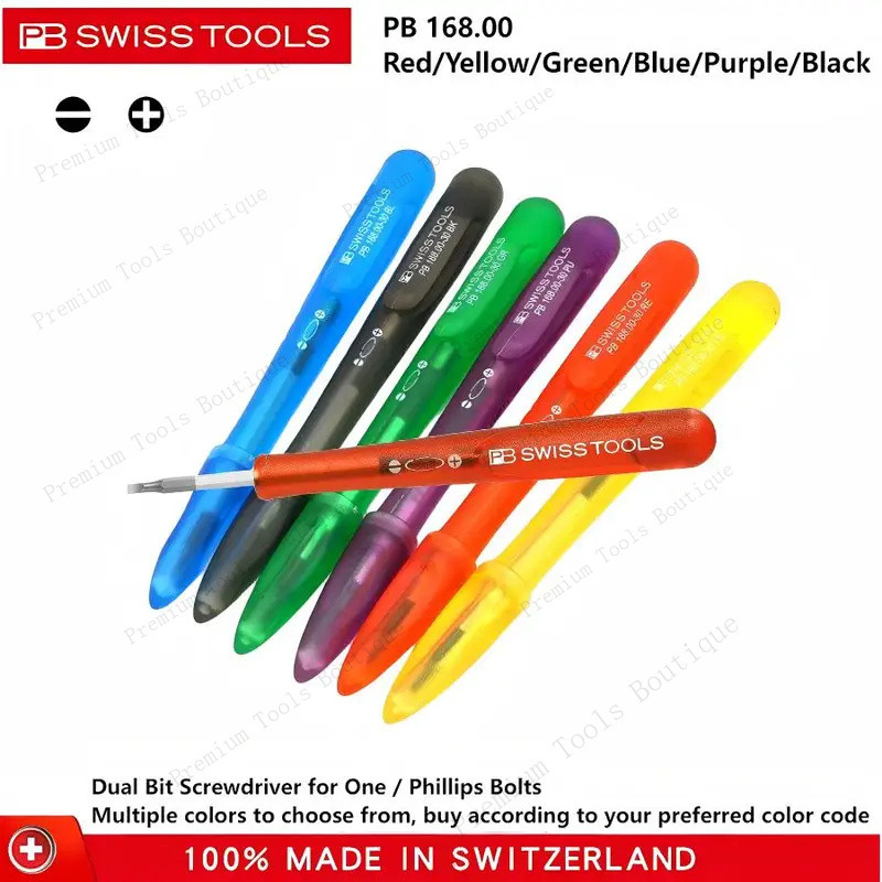 PB SWISS 168 00 Series พร้อมไขควงแบบพลิกกลับได้ Bit ปากกาสไตล์ Precision ไขควง PB 53 Series คันเปลี่
