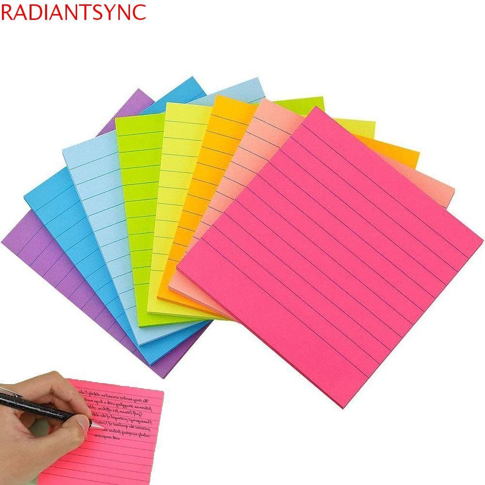 RADIANTSYNC 8 ชิ้น Self Sticky Notes Pad, Self-กาว 8 Rainbow Color Memo Pad กระดาษ, ไดอารี่ที่มีเส้น N ครั้ง 76X76 มม.นักเรียนเขียน Marker โรงเรียน