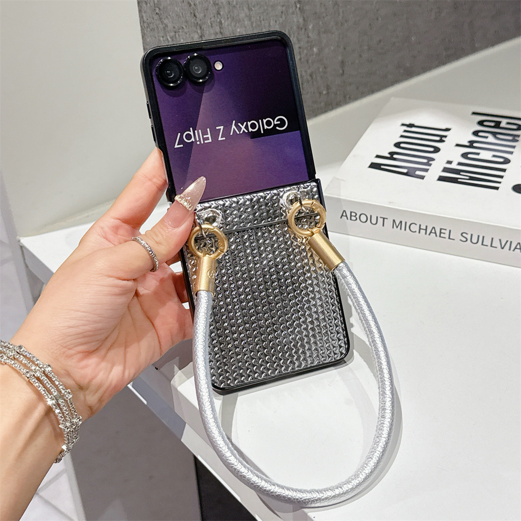 LUKEN สายรัดข้อมือเชือกรูปแบบทอสําหรับ Samsung Galaxy Z Flip7 Flip5 Flip6 ฝาครอบโทรศัพท์ Z Flip 4 Z 
