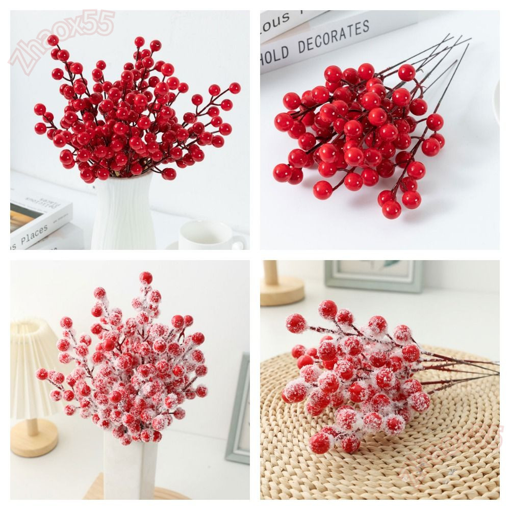 ZJAOX 10PCS Christmas Berry สาขา,สีแดง DIY อุปกรณ์เสริมสีแดง Berries สาขา,งานแต่งงานเครื่องประดับ Fr
