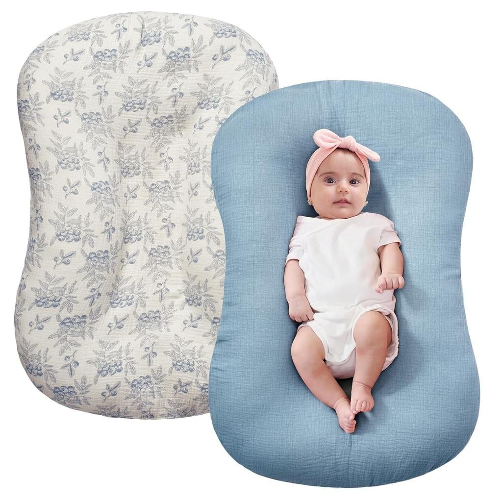 FUNUPUPUP Muslin Baby Lounger Cover เข้ากันได้กับเก้าอี้ Snuggle Me, ปลอกหมอนเด็กทารกสําหรับทารกแรกเ