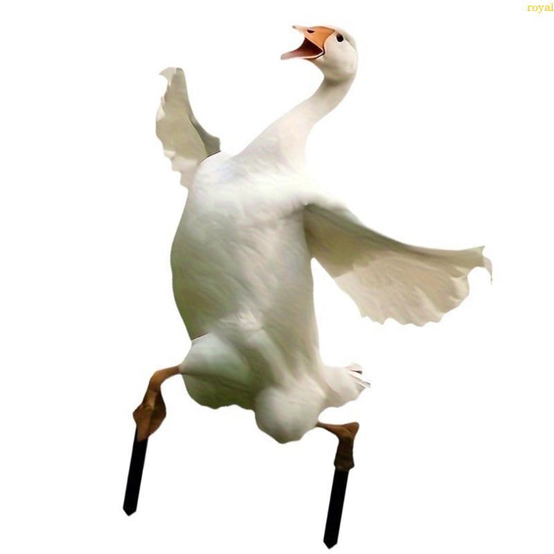 (ส่วนลดสูง)oyalking.th Functional Geese Shape Garden Stakes Geese Figurines Acrylic Garden Stakes สํ