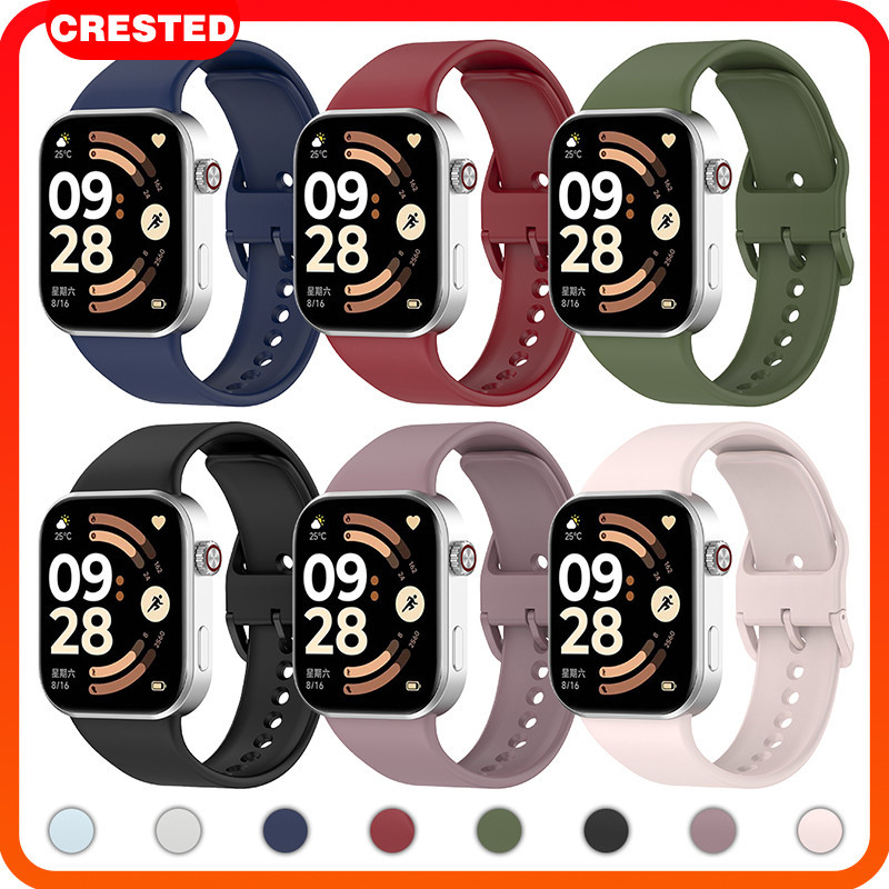 สายนาฬิกาซิลิโคนกีฬา ยางรัดดั้งเดิม for Smartwatch Redmi Watch 6 5 4/Xiaomi Mi Band 10 9 8 Pro ซิปสีเดียวกัน