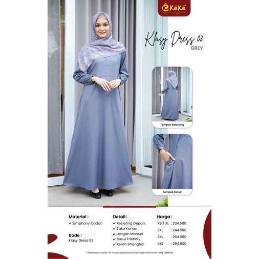 KEKE ADULT GAMIS GDK KLASSY DRESS 02 GREY